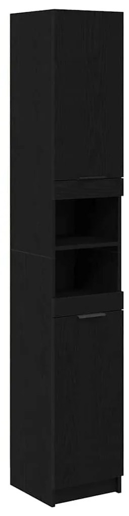 vidaXL Fürdőszobai Szekrény Szett polcokkal 3 pcs Fekete tölgy Faanyag