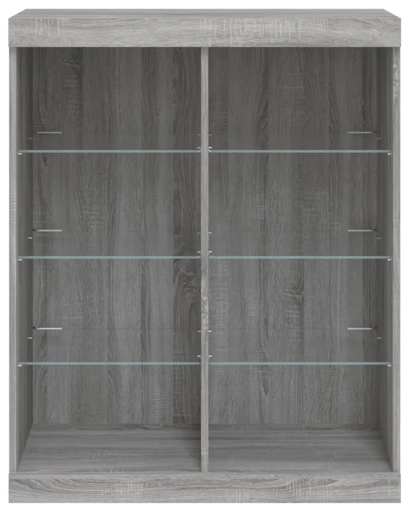 szürke sonoma színű tálalószekrény LED-ekkel 81 x 37 x 100 cm
