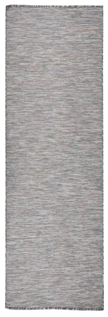 barna-kék lapos szövésű kültéri szőnyeg 80 x 250 cm
