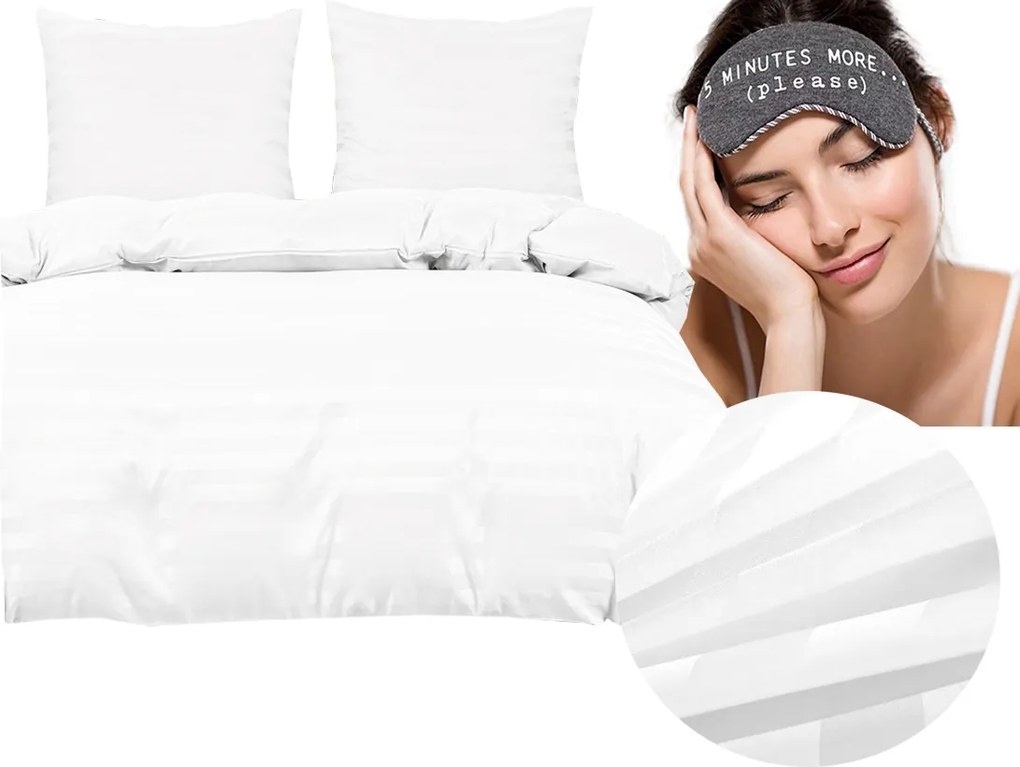 Szállodai damaszt ágyneműhuzat csíkos 140x200 Fehér Szín