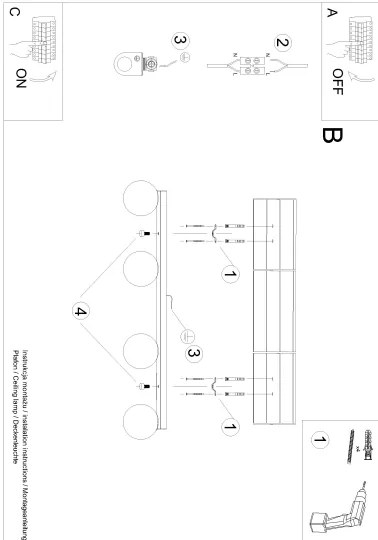 Sollux SL.1154 - Mennyezeti lámpa YOLI 4xG9/12W/230V fekete