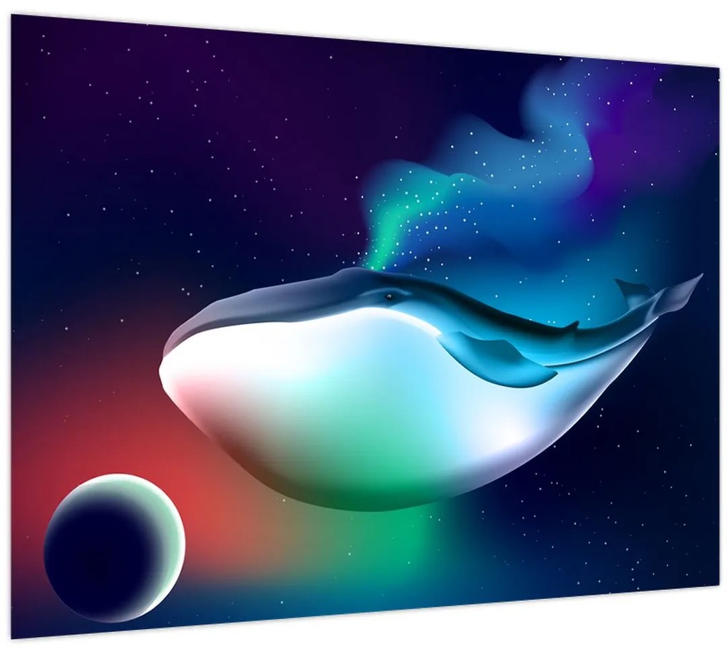 Üveg kép - Egy bálna az űrben (70x50 cm)