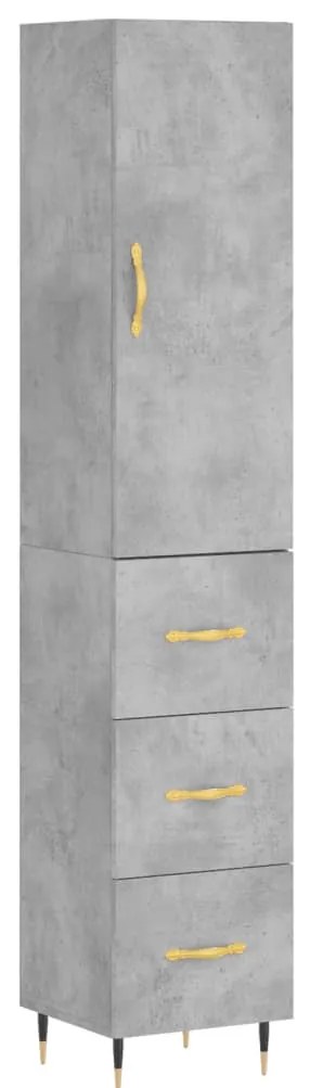 betonszürke szerelt fa magasszekrény 34,5x34x180 cm
