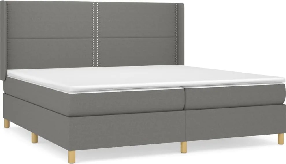 vidaXL sötétszürke szövet rugós ágy matraccal 200 x 200 cm