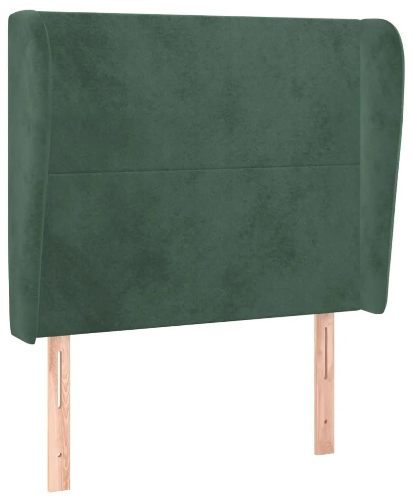 sötétzöld bársony fejtámla szárnyakkal 83 x 23 x 118/128 cm