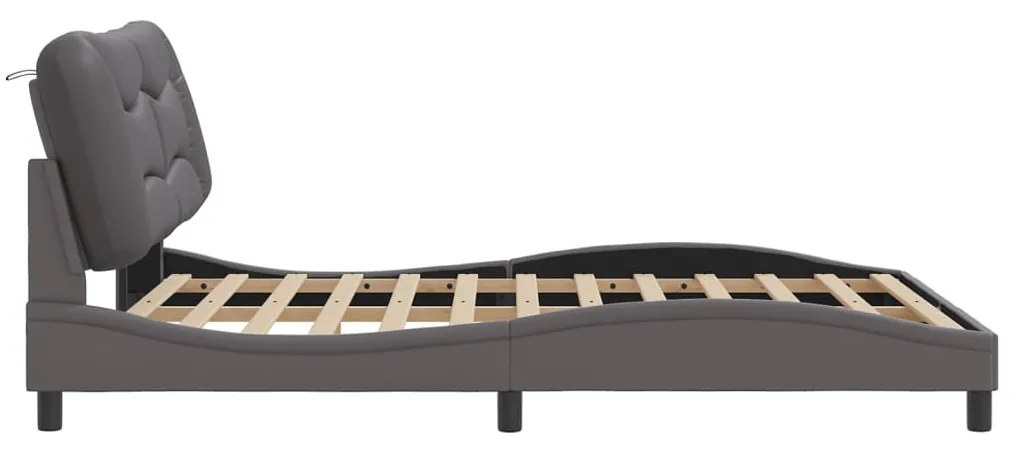 szürke ágykeret LED-ekkel matrac nélkül Hvar 160 x 200 cm