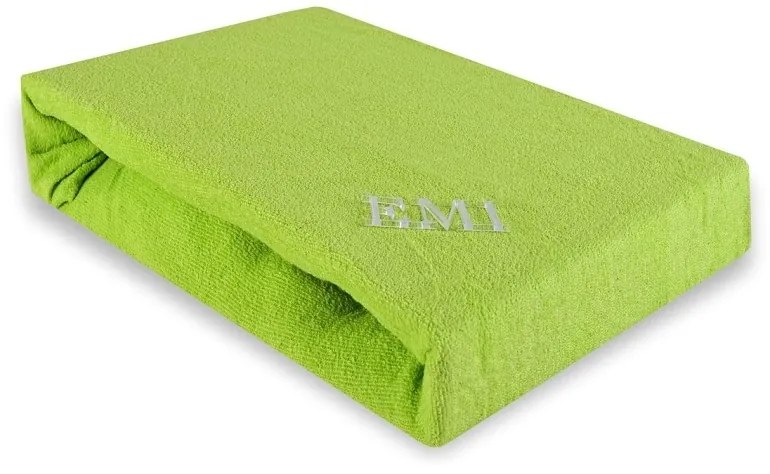EMI Zöld frottír gumis lepedő, 90x200-as lap
