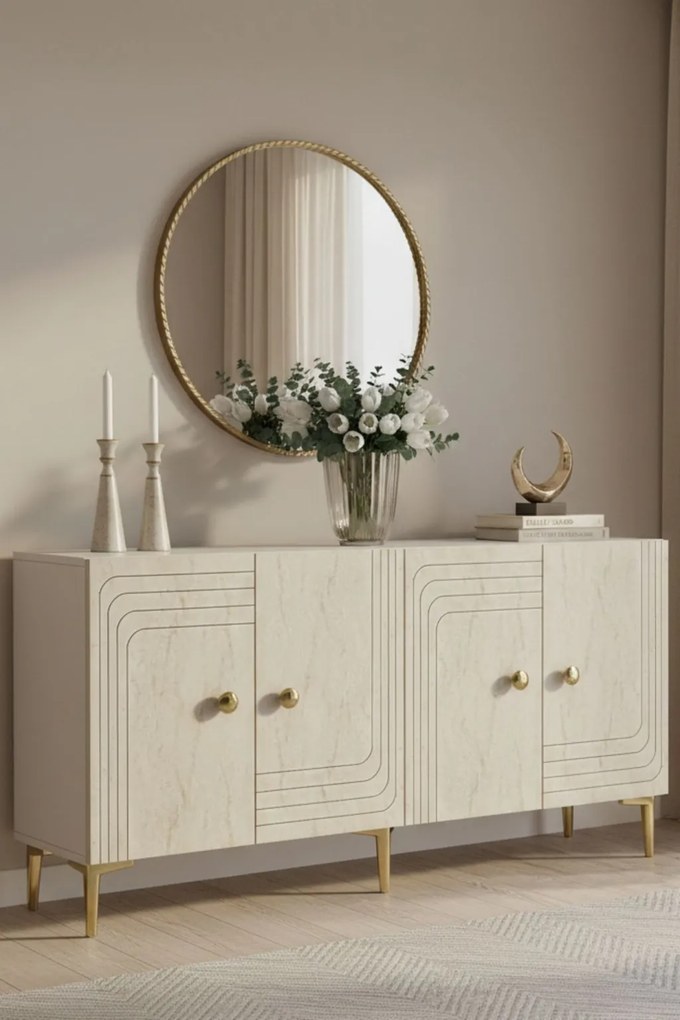 Lessi 150 - White, Travertine