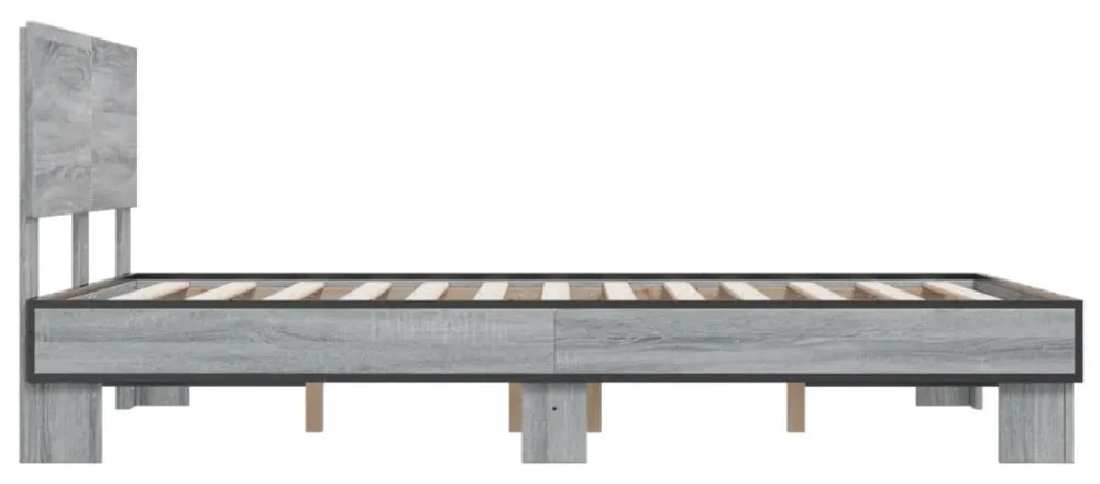 szürke sonoma szerelt fa és fém ágykeret 140 x 200 cm