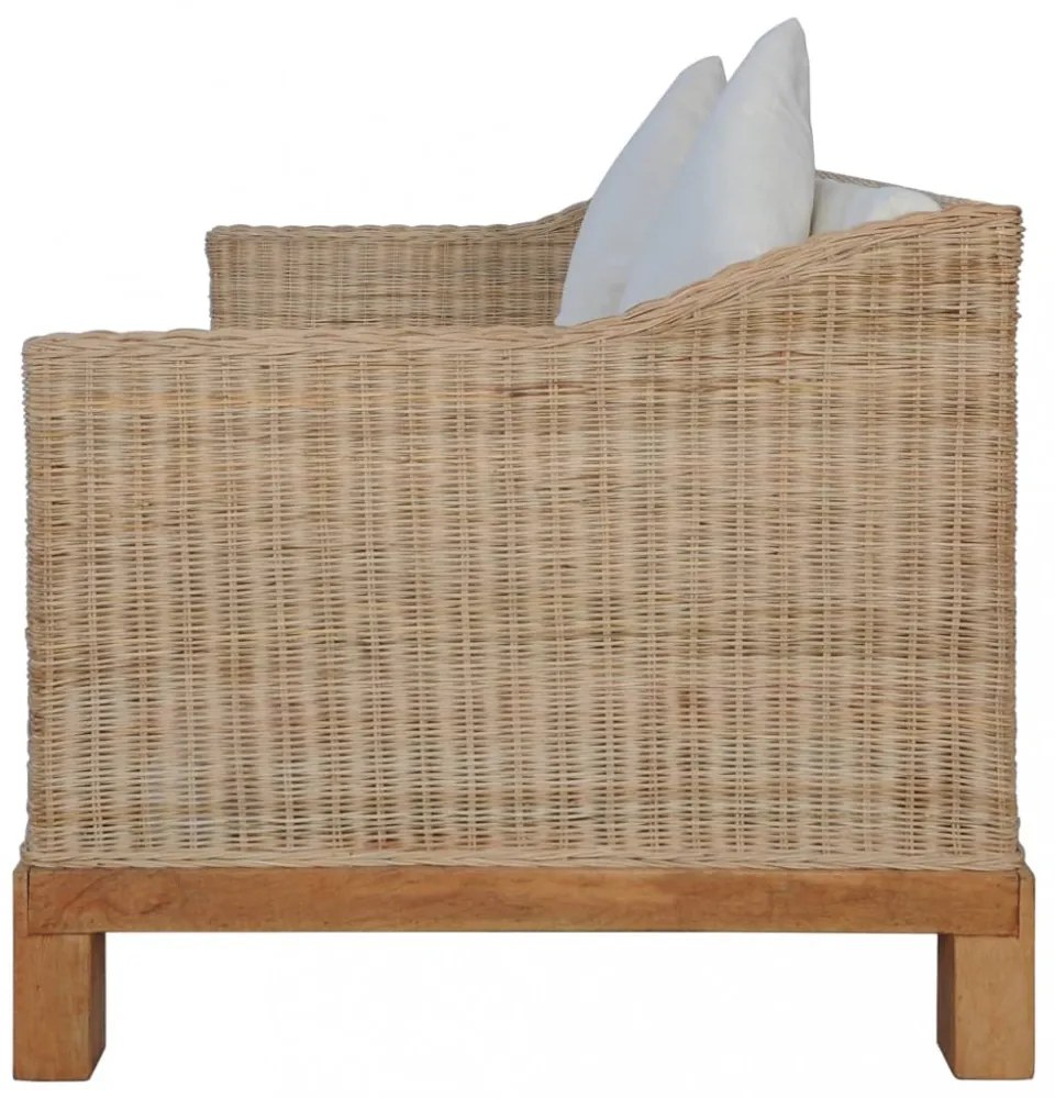 2 személyes természetes rattan kanapé párnával