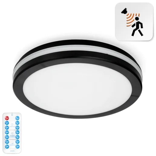 LED fürdőszobai mennyezeti lámpa szenzorral LED/24W/230V átm. 30 cm fekete + DO