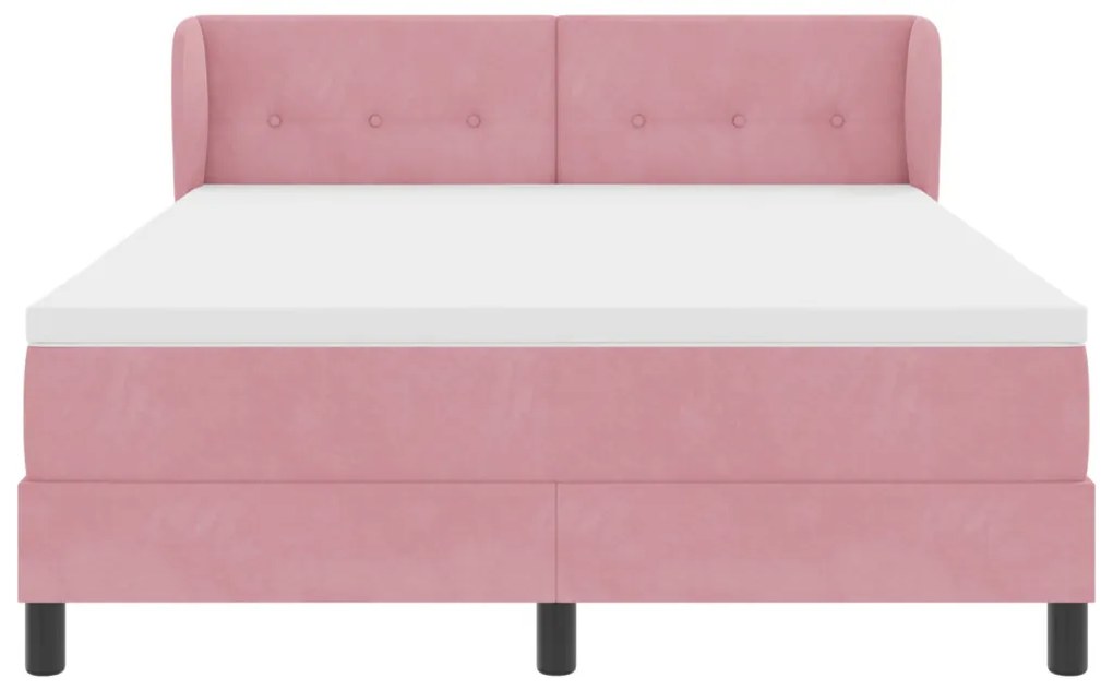 Boxspring Ágy Mattal Rózsaszín 140x200 cm Bársony