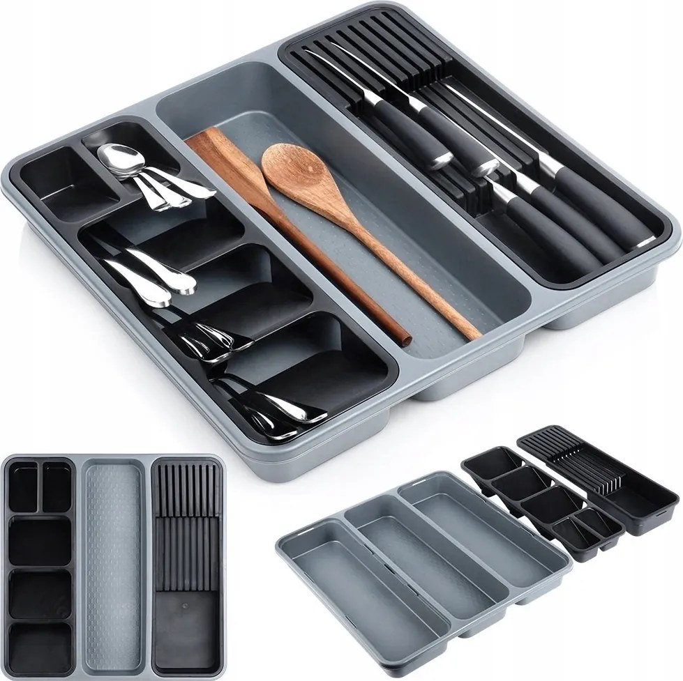 Evőeszköztartó utántöltő Fiókkés Szürke Tömör Orion 40 x 40 cm