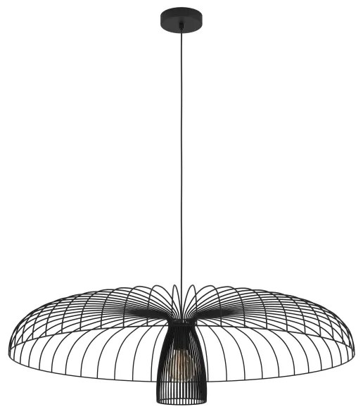 Eglo 390217 - Csillár zsinóron CHAMPERICO 1xE27/60W/230V 98,5 cm fekete