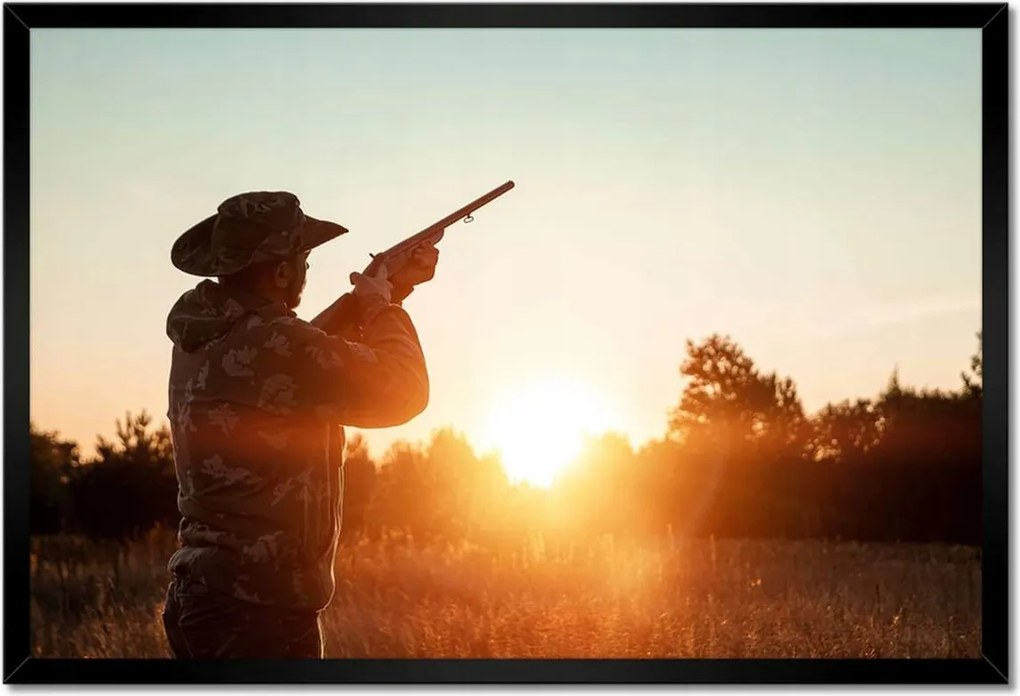 Poszterek keretben 60x40 Sziluett Vadászok fegyverrel