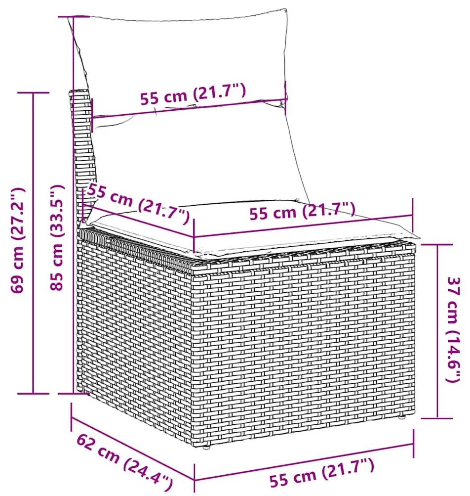 2 részes fekete polyrattan akácfa kerti ülőgarnitúra párnával