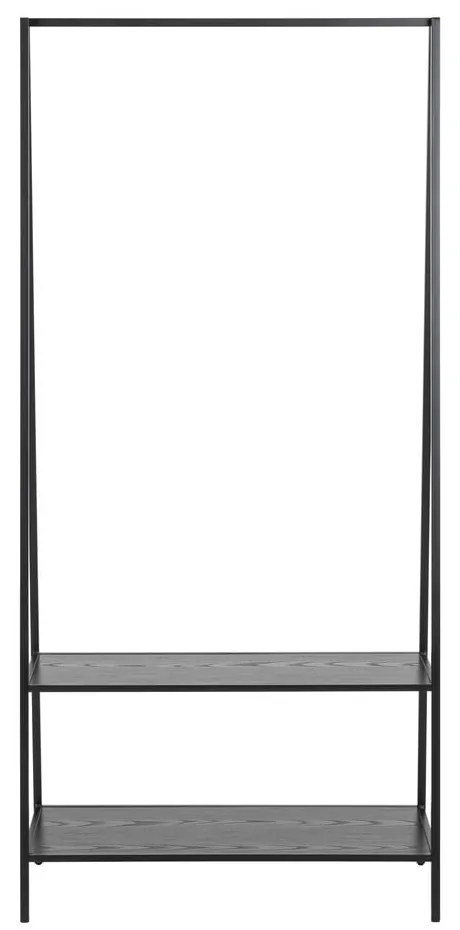 Fekete ruhatartó állvány kőrisfa dekorral Seaford – Actona