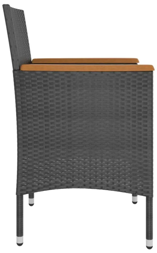 4 részes fekete polyrattan kerti szék- és zsámolyszett