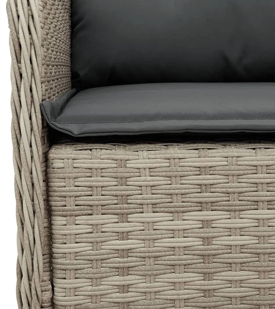 3részes világosszürke polyrattan kerti étkezőgarnitúra párnával