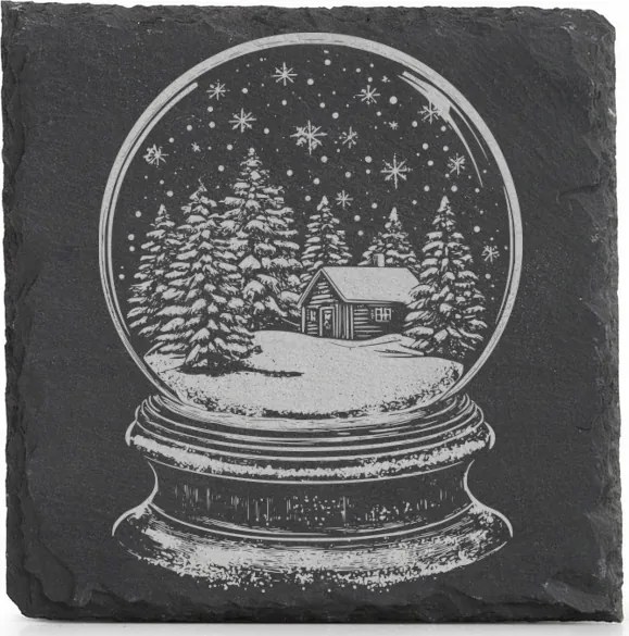 Kő alátét x4 Bögre alá Hógömb Karácsonyi Bögre alátét