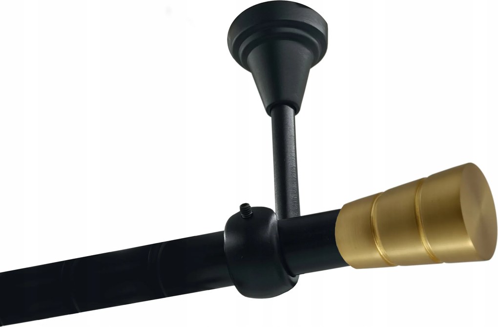 Egyrudas Fém függönykarnis, mennyezeti, 19mm, Fekete, 200cm, Walec Basic Gold, Görgők Nélkül