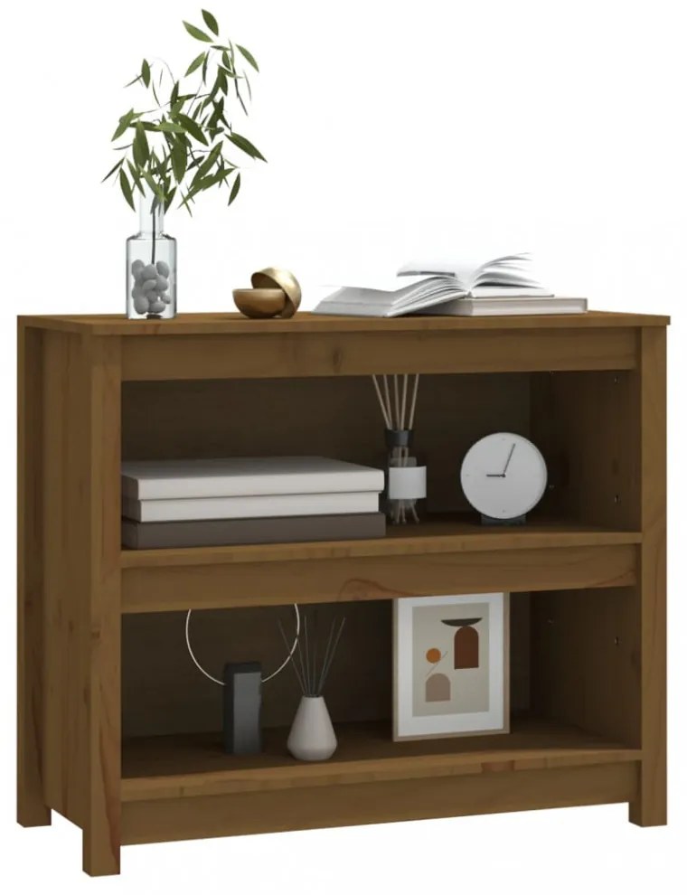 mézbarna tömör fenyőfa faliszekrény 80x35x68 cm