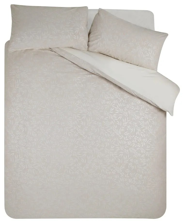 Szürkésbézs kétszemélyes-hosszabbított jacquard ágyneműhuzat 230x220 cm Corded Leaves – Catherine Lansfield