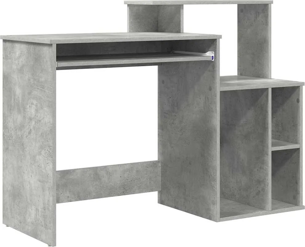 vidaXL Asztal fiókkal Beton Szürke 120,5 x 44 x 88,5 cm Faanyag