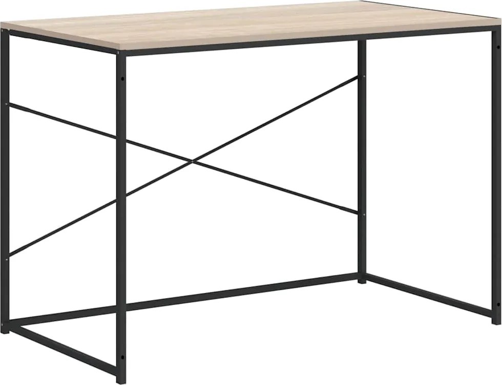vidaXL fekete-tölgyszínű szerelt fa számítógépasztal 110 x 60 x 70 cm