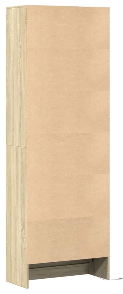 sonoma tölgy szerelt fa magasszekrény LED-ekkel 69x32,5x200 cm