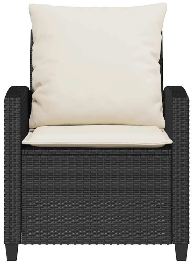 4 részes fekete polyrattan kerti ülőgarnitúra párnákkal