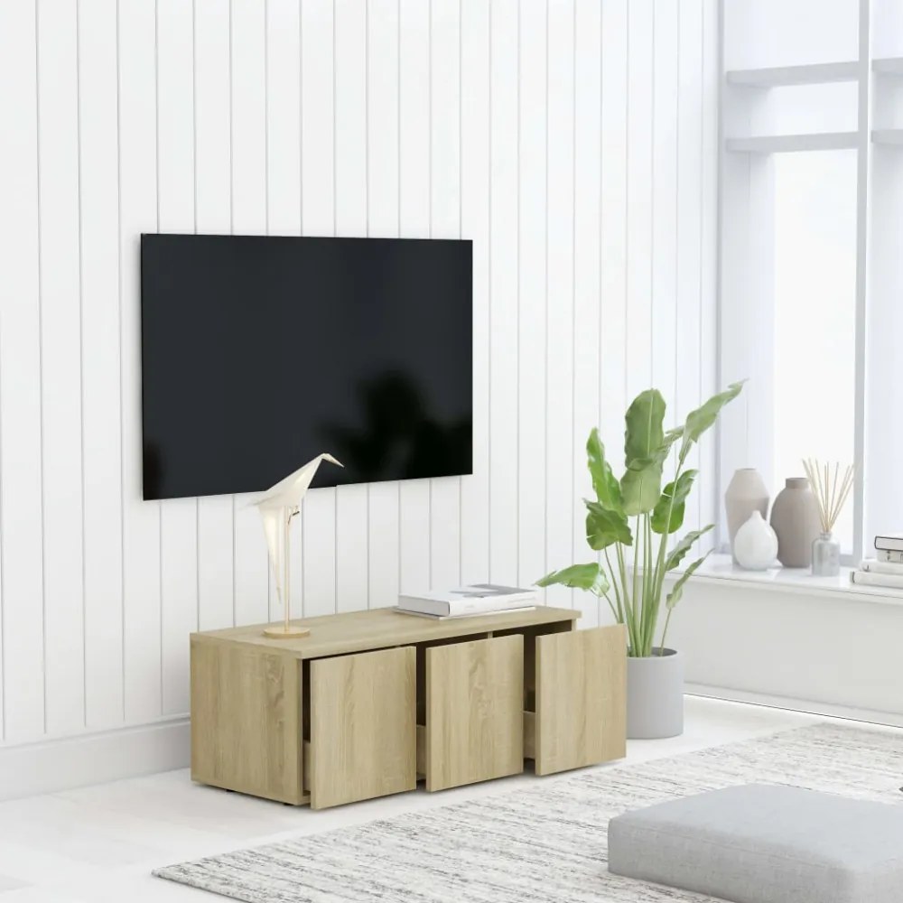 sonoma tölgy színű szerelt fa TV-szekrény 80 x 34 x 30 cm