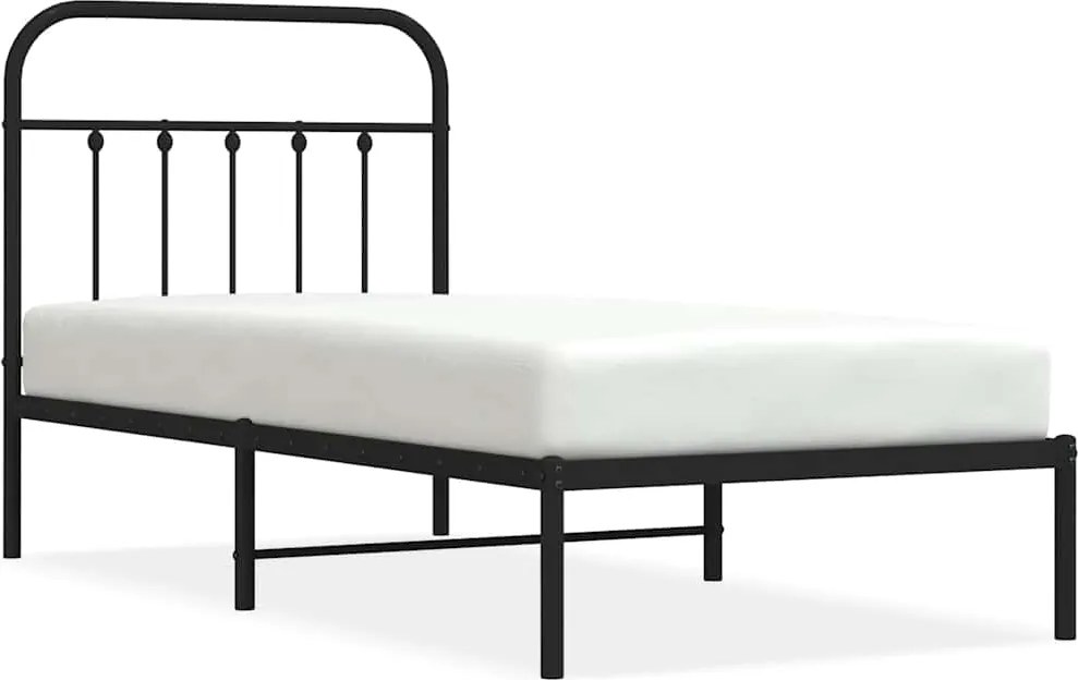 vidaXL fekete fém ágykeret fejtámlával 90 x 190 cm
