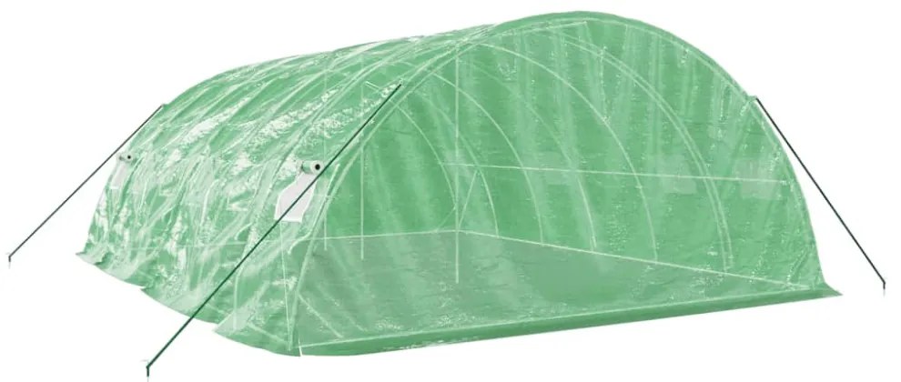 zöld acélvázas melegház 30 m² 6 x 5 x 2,3 m