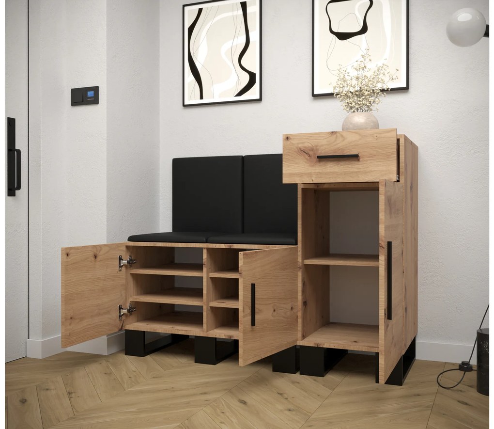 Előszobabútor Amanda 18 (artisan tölgy + rózsaszín). 1086011