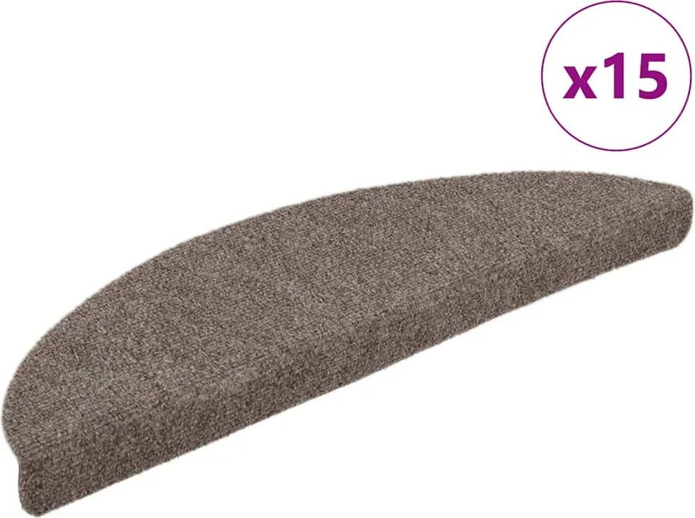 vidaXL 15 db öntapadós lépcsőszőnyeg 65 x 21 x 4 cm bézs félkör alakú nagy