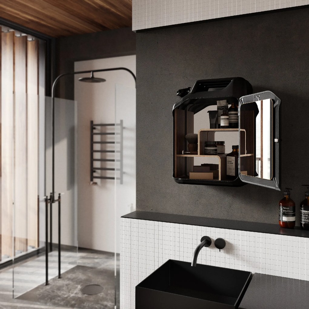 Koupelnová skříňka / kanistr - Bathroom Cabinet, Gas Red, 6 variant - Danish Fuel Variáns: Oak
