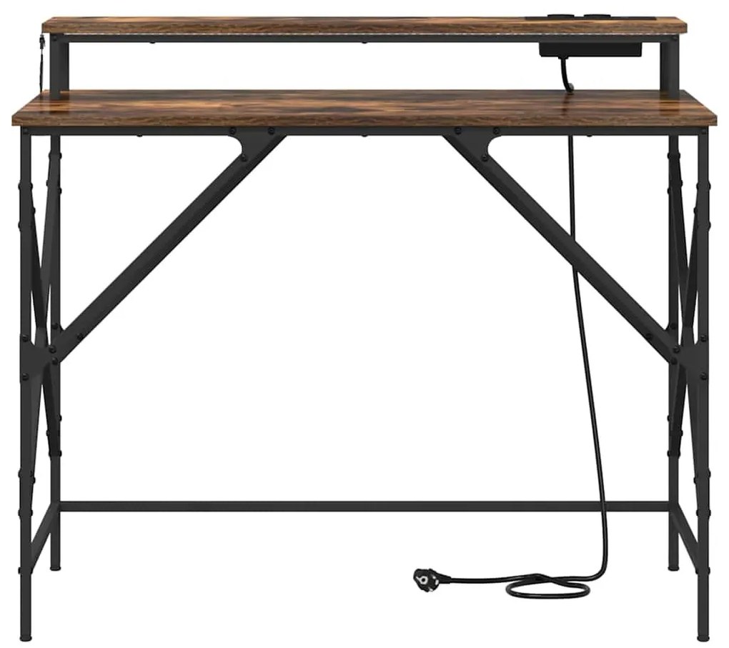 Asztal tárolóval Füstölt tölgy 100 x 50 x 86.5 cm Faanyag