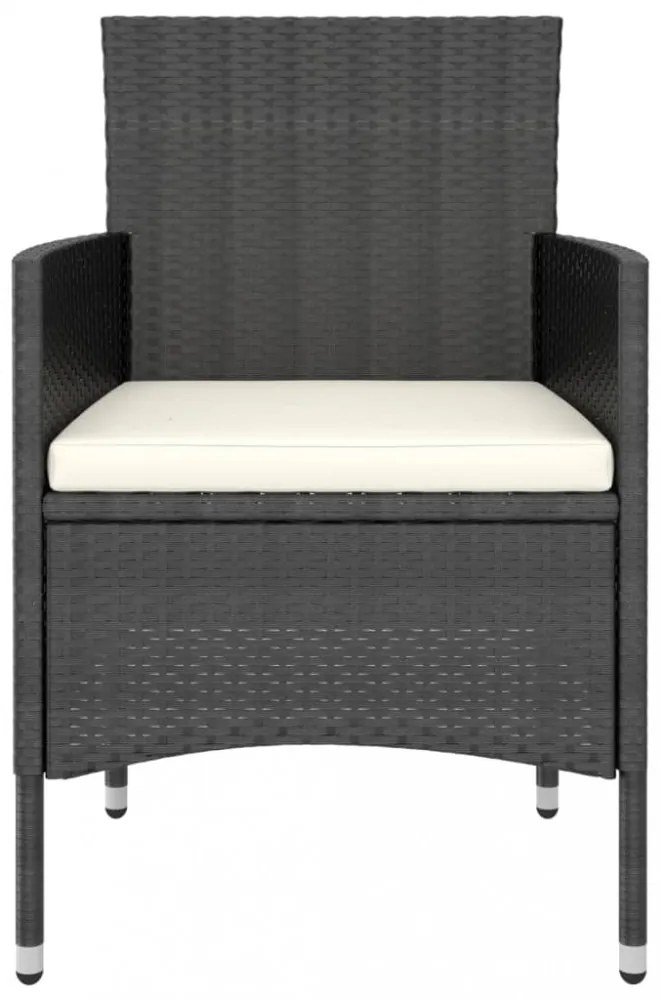 vidaXL 5 részes fekete polyrattan/tömör akácfa kerti étkezőgarnitúra