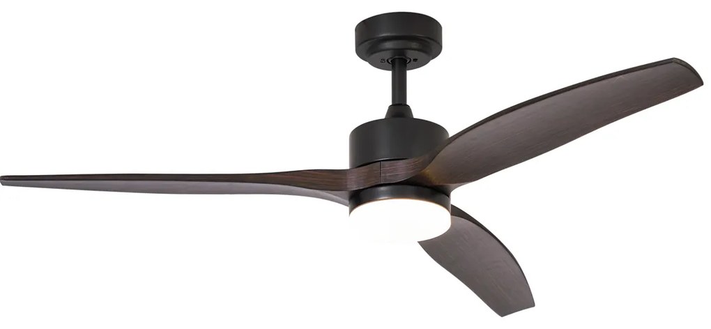 Mennyezeti ventilátor fekete fa mintával 132 cm, dimmelhető LED-del és távirányítóval - Joly