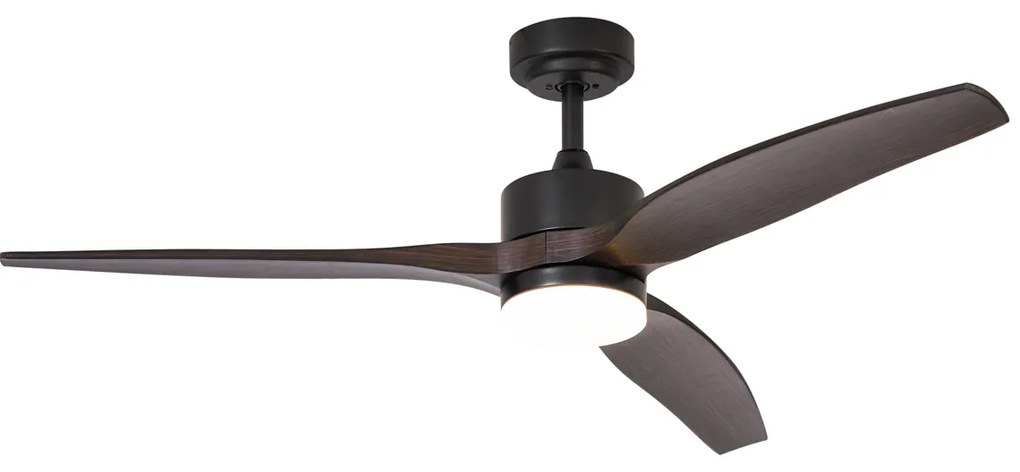 Mennyezeti ventilátor fekete fa mintázattal 132 cm LED-del, fényerőszabályzóval és távirányítóval - Joly