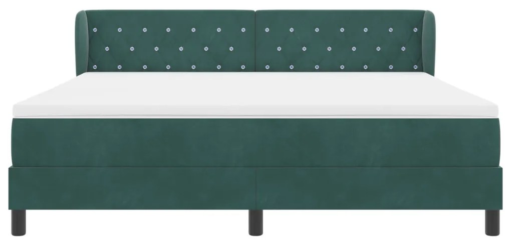 Boxspring Ágy Matraccal Sötétzöld 180x200 cm Bársony