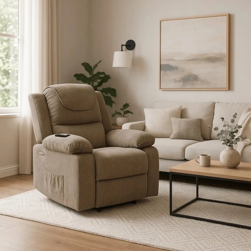 FENIX elektromos masszázsfotel felállás segítő funkcióval bézs