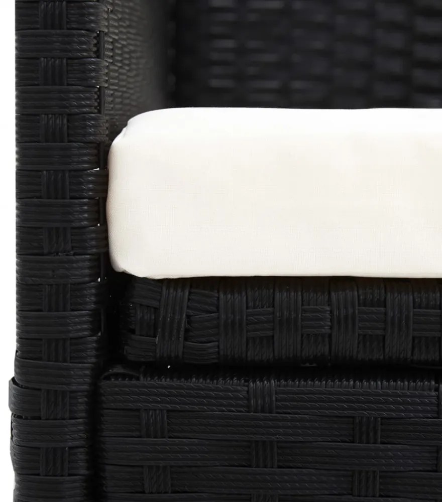 fekete polyrattan kerti kanapé napellenzővel