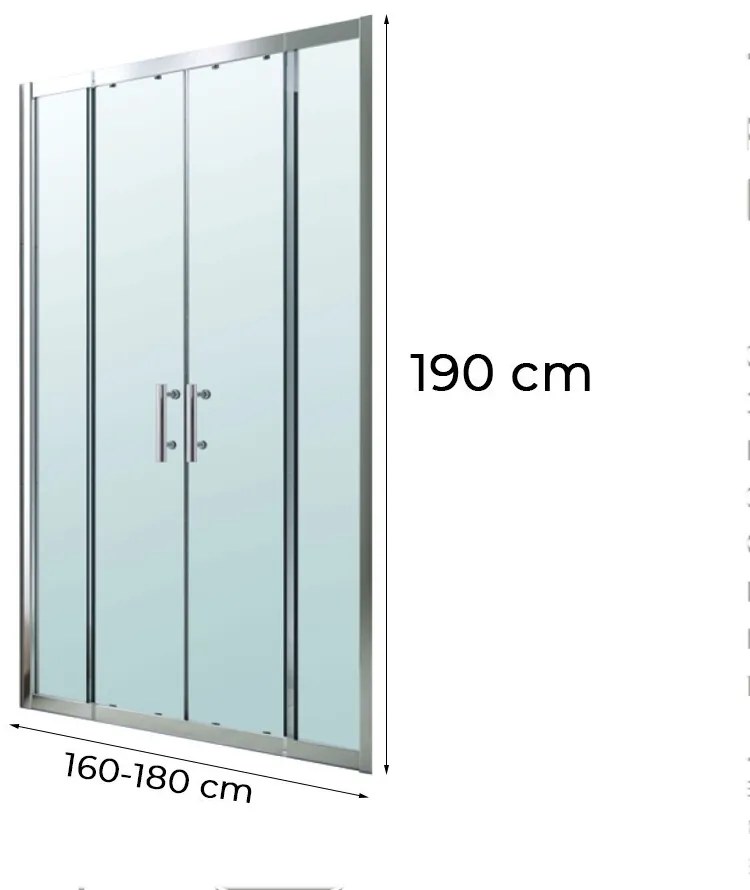 Tavern 160x190 cm kétszárnyú zuhanyajtó