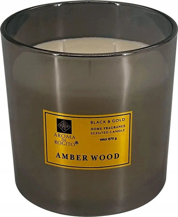 Nagy aromás gyertya Borostyán üvegben, 15x15 cm, borostyánfa illat