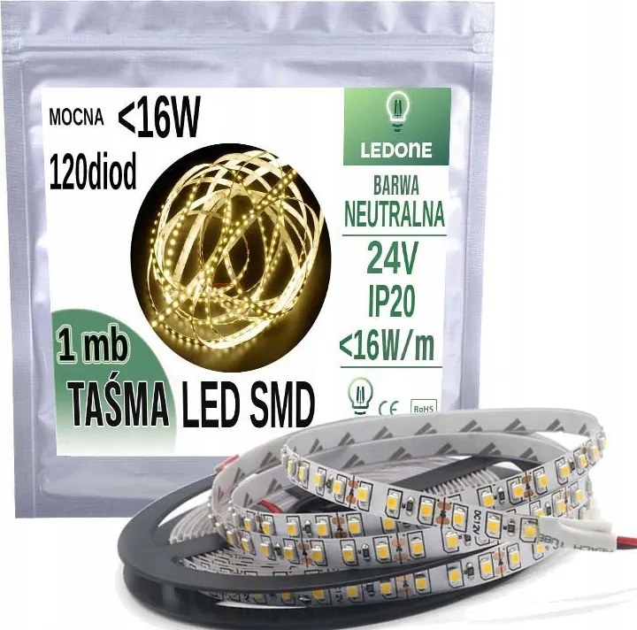 Led szalag Smd 24V 16W 600 dióda IP20 Semleges 1mb