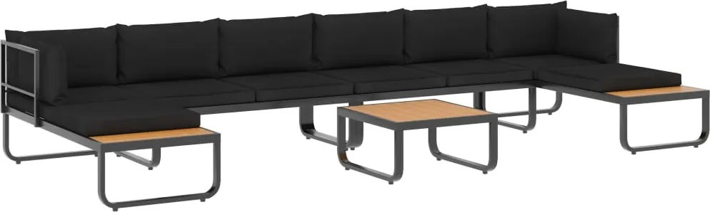 vidaXL szürke 5 részes alumínium és WPC kerti sarokgarnitúra párnákkal