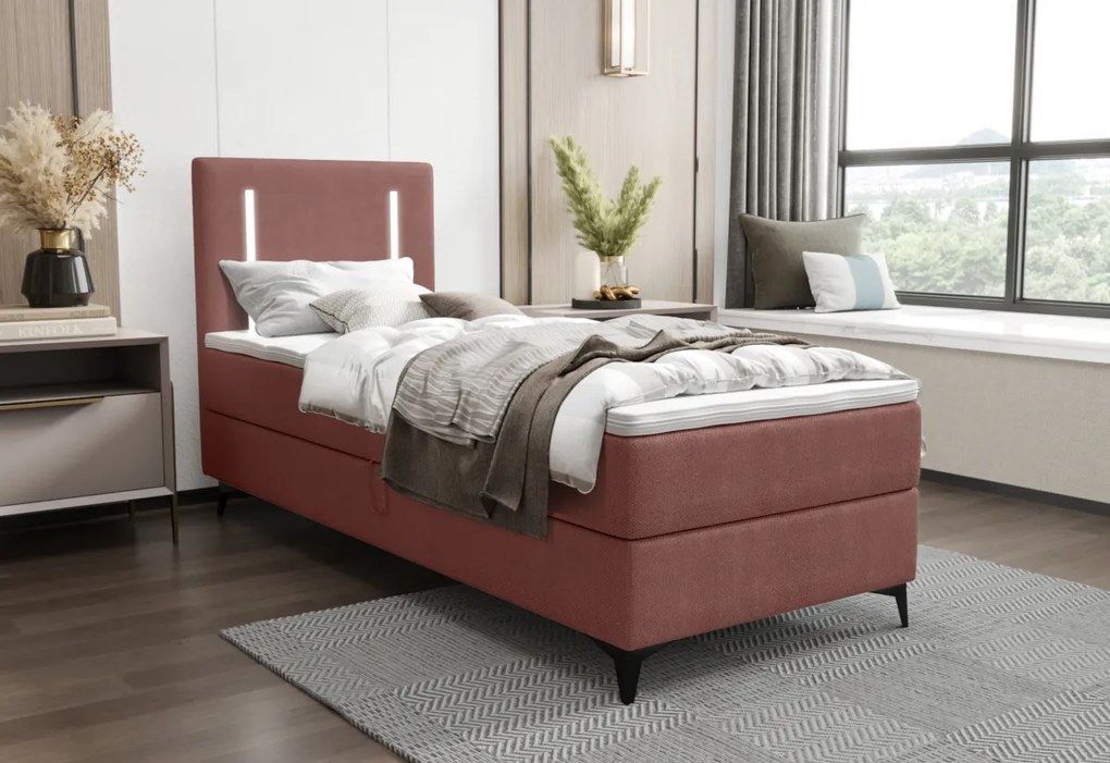 LONO comfort kárpitozott boxspring ágy, 90x200, curio 80, balos