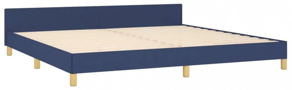 kék szövet ágykeret fejtámlával matrac nélkül 200x200 cm